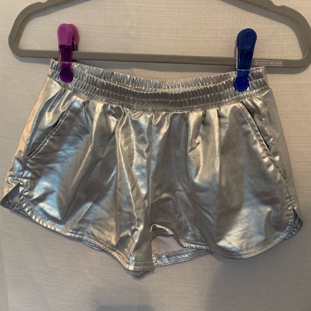 Silver shiny shorts